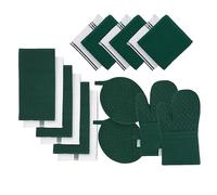 LANE LINEN Juego de paños de cocina y paños de cocina, 16 manoplas de cocina y soportes para ollas, trapos de cocina 100% algodón para lavar platos, color verde