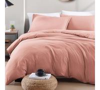 LANE LINEN Juego de ropa de cama de 4 piezas, funda de edredón de microfibra prelavada, sábana bajera y funda de almohada, acogedor y duradero (Rose Dawn)