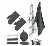 Lane Linen Juego de toallas de cocina y paños de cocina, 16 piezas esenciales de cocina para el nuevo hogar, guantes de horno de silicona resistentes al calor y soporte para ollas, toallas de cocina