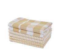 LANE LINEN Paños de cocina 100% algodón, ultrasuaves, absorbentes, de secado rápido, multitejido, 13 x 13 pulgadas, paquete de 6, color beige