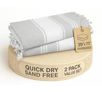 LANE LINEN Paquete de 2 toallas de playa extragrandes, 39 x 71 pulgadas, prelavadas, de secado rápido, sin arena y absorbentes, elegantes y ligeras para mujeres, color gris
