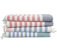 LANE LINEN Paquete de 4 toallas de playa 100% algodón, de gran tamaño, prelavadas, absorbentes y de secado rápido, sin arena, diamante de rayas múltiples, 39 x 71 pulgadas