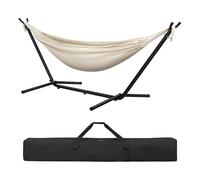 Laneetal Hamaca Jardín Tumbonas, Hamaca para 2 Personas con Soporte Metálico, Capacidad 250 kg, con Bolsa de Transporte, para Terraza, Jardín y Piscina, 280x106x100 cm (Beige, 280x106x100 cm)