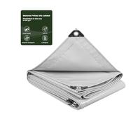 Laneetal Lona Impermeable Exterior 4x5m 500 g/m² Lona de Protección Toldo Reforzado PVC con Ojales, Duradera Resistente a Desgarros para Protección Terrazas Muebles Jardín Coche，Gris