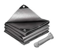 Laneetal Lona Impermeable Exterior 4x6m,280g/m² PE Lona de Protección Toldo Reforzado con Ojales Duradera Resistente a Los Rayos UV Desgarros con Cuerda 26m para Muebles,Piscina,Jardín,Plateado