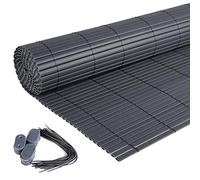 Laneetal Valla de Privacidad de PVC, Valla Protectora de Plástico contra Rayos UV, para Balcón Terraza con Accesorios de Fijación, Resistente a la Intemperie, Gris, 90 x 500 cm