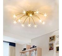 Lanekd Lámpara de Techo de Salón Lámparas Dorado Restaurante Luz de Techo Dormitorio Led Vidrio Estrella Decor Ligero Plafón Romántico Luces Niños Cocina Candelabro de Techo (Luz Calida 12 oro)