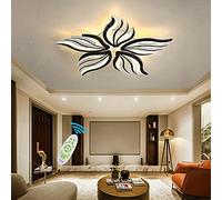 Lanekd Lámpara de Techo LED Sala Moderno Regulable Forma de Flor Diseñador Lámpara Dormitorio Decorar Luz de Techo Con Mando a Distancia Para Comedor Cuarto de Baño Cocina Candelabro (Negro, Φ75cm)