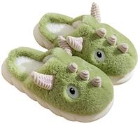 LANFIRE Zapatillas cerdo algodón dinosaurio animales calientes felpa mujer invierno Pantuflas (Light green, 42)
