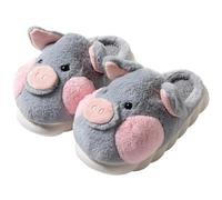 LANFIRE Zapatillas de algodón para niños grandes y adultos, zapatillas de cerdo para el hogar, zapatillas de felpa, zapatillas de animales, zapatos de mujer (Grey, 43/44, numeric_43)