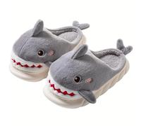 LANFIRE Zapatos de animales para mujer Zapatillas de tiburón Zapatos de invierno suaves y cálidos para el hogar Zapatillas de algodón de felpa, gris, 40/41 EU