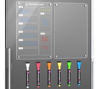 Langaelex 2 Juego de Pizarra para Nevera Magnetica Transparente - A4 (21x30cm) Planificador de Comidas Semanal con 8 Marcadores de Tiza para Recordatorio, Apuntes, Menú, Lista de la Compra-Alemán