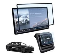 LANGBEAN Tesla Model Y Juniper 2025 15,4"+ 8" Película Protectora de Pantalla, 9H Película de Protección Vidrio Templado con Marco de Alineación, Model 3 Highland 2024 2025 2026 Accesorios [2 Piezas]