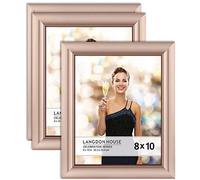 Langdon House Marcos de fotos de 10 x 8 pulgadas (oro rosa, paquete de 3), marcos de fotos contemporáneos de 10 x 8 pulgadas, para montaje en pared o mesa, colección Celebration Collection