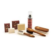 Langer & Messmer set de cuidado del calzado para cuero de ante con cepillos para el cuidado del cuero nobuck y productos de cuidado para refrescar el color, protección e impregnación