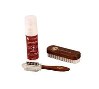 Langer & Messmer set de cuidado del calzado para cuero de ante con cepillos para el cuidado del cuero nobuck y productos de cuidado para refrescar el color, protección e impregnación
