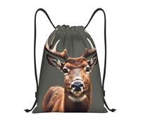 Langhbozdp Beauty Deer Print - Mochila deportiva con cordón para gimnasio, bolsa de yoga para hombres y mujeres, Negro, S