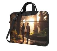 Langhbozdp Funda para portátil con estampado «Couple in Love Walking Print» con correa para el hombro, bolsillo, se adapta a portátiles de 13/14/15.6 pulgadas, Negro, 15.6 inch