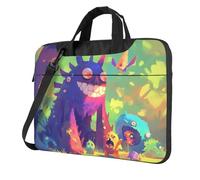 Langhbozdp Funda para portátil con estampado de monstruos coloridos con correa para el hombro, bolsillo, se adapta a portátiles de 13/14/15.6 pulgadas, Negro, 14 inch