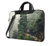 Langhbozdp Nature - Funda para portátil con estampado de cedro con correa para el hombro, bolsillo, se adapta a portátiles de 13/14/15.6 pulgadas, Negro, 15.6 inch