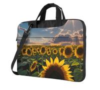 Langhbozdp Sunflowers Sunlight - Funda para portátil con correa para el hombro, bolsillo, se adapta a portátiles de 13/14/15.6 pulgadas, Negro, 14 inch