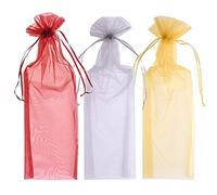 LANGING - Bolsas de organza para botellas de vino, 24 unidades, color dorado, plateado y rojo