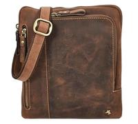 Langley - Bolso bandolera de piel auténtica para hombre, organizador de viaje, estilo mensajero, marrón, 23 X 24 X 4 Centimeters