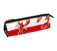 Langosta en horizontal rojo naranja rayas Pen Bag Stationery Pouch Pencil Bag Cosmetic Bag Compact Zipper Bag, multicolor, 5.5 ×6 ×20CM/2.2x2.4x7.9 in, Organizador de bolsas