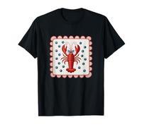 Langosta roja con patrón de lunares azules Camiseta