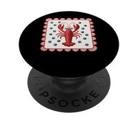 Langosta roja con patrón de lunares azules PopSockets PopGrip Adhesivo
