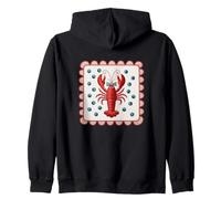 Langosta roja con patrón de lunares azules Sudadera con Capucha