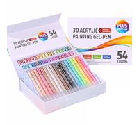 Langou 3D Acrylic Painting Gel Pens, 2025 New Glitter Gel Pens for Adult Coloring, 1.0 Colored Fine Tip Muticolor Marker Art Set, Coloring Paint Pen for Doodle Drawing DIY (54pcs)
