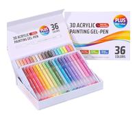 Langou 3D Acrylic Painting Gel Pens, 2025 New Glitter Gel Pens for Adult Coloring, 1.0 Colored Fine Tip Muticolor Marker Art Set, Coloring Paint Pen for Doodle Drawing DIY (36pcs)