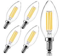 LangPlus+ Bombilla C35 de 6W de tornillo regulable, bombilla E14 pequeña con rosca Edison, equivalente a 60W, incandescente de filamento LED vintage, sin parpadeo, 5 unidades