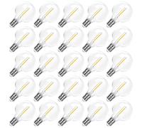 LangPlus+ Bombillas LED G40 Irrompibles Bajo Voltaje DC 24V, Paquete de 25 | Base E12, 1W Bombillas LED de Repuesto Edison Globo 2700K Blanco Cálido Suave para Guirnaldas Solares Exteriores DC 24V