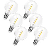 LangPlus+ Bombillas LED G40 Irrompibles Bajo Voltaje DC 24V, Paquete de 6 | Base E12 1W Bombillas Globo Edison LED 2700K Blanco Cálido Suave para Guirnaldas Solares Exteriores DC 24V
