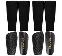 Langray Espinilleras de Fútbol con Calcetines para Niños, 2 Pares Mini Espinilleras Futbol Niño Antideslizantes Negros Espinilleras Equipo de Protección de Fútbol para Niños Jóvenes (M (120-140cm))