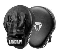 LangRay Guantes de Boxeo Curvados Manoplas Almohadillas Entrenamiento Cuero PU Muay Thai para Kickboxing MMA Taekwondo, Negro
