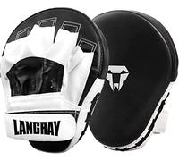 LangRay Guantes de boxeo curvados para kickboxing, MMA y Muay Thai, blanco y negro