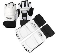 LangRay Juego de Guantes de Taekwondo y Protectores de Pies para Entrenamiento de Boxeo, MMA, Saco de Boxeo, Artes Marciales TKD, Kung Fu, Karate, Kickboxing y Artes Marciales Mixtas (S)
