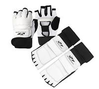 LangRay Juego de Guantes de Taekwondo y Protectores de Pies para Entrenamiento de Boxeo, MMA, Saco de Boxeo, Artes Marciales TKD, Kung Fu, Karate, Kickboxing y Artes Marciales Mixtas (M)
