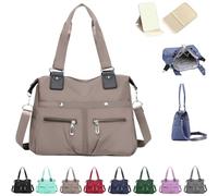 Langrents Nylon Tote Bag, Langrents Crossbody Bag, Langrents Large Capacity Waterproof Multi Pocket Shoulder Bag, Womens Messenger Travel Tote Bag (Brown)