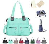 Langrents Nylon Tote Bag, Langrents Crossbody Bag, Langrents Large Capacity Waterproof Multi Pocket Shoulder Bag, Womens Messenger Travel Tote Bag (Light Green)