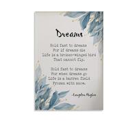 Langston Hughes Dreams Poem Print Inspirational Poetry Quote Wall Art Poster for Study Library Home Office Decor(Framed,16x24inch(40x60cm))