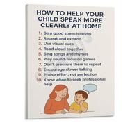 Language Development at Home Poster Tips for Reading Talking and Playing with Your Child Canvas Wall Art for Nursery Decor(Framed,08x12inch(20x30cm))