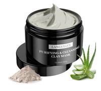 LANGULLCI Mascarilla purificante de arcilla de caolín y barro - elimina los puntos negros, controla la grasa para pieles sensibles, grasas y secas, exfoliante desintoxicante y limpiador P