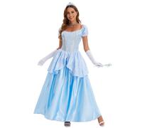LANGWEI Azul,M,Disfraces De Halloween para Adultos, Princesa De Cuento De Hadas, Cenicienta Vestido De Fiesta Disfraz De Cosplay