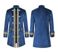 LANGWEI Disfraz De Halloween Para Hombre Estilo Medieval Retro Estilo Palacio Chaqueta Punk De Longitud Media,Azul,M