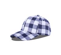 LANGZHEN Estampado a Cuadros Gorra de béisbol Ajustable Gorra de béisbol Suave Mezcla de algodón Estampado a Cuadros Gorra Masculina y Femenina al Aire Libre (Azul Marino a Cuadros + Blanco)