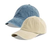 LANGZHEN Gorra de béisbol 100% Baumwolle para Männer Frauen Wash Vaquero einstellabare Dad Cottage (Vaquero Azul + Caqui, Talla 1)